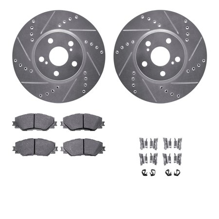 DYNAMIC FRICTION CO 7312-76157, Rotors-Drilled, Slotted-SLV w/3000 Series Ceramic Brake Pads incl. Hardware, Zinc Coat 7312-76157